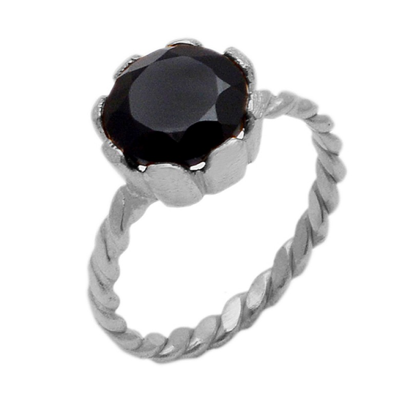Natural Black Onyx Gemstone Bands Designer 925 Sterling Silver Gold Plated Jewelry Ring