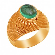 925 Sterling Silver Oval Shape Apatite Gemstone Gold Plated Ring Jewelry