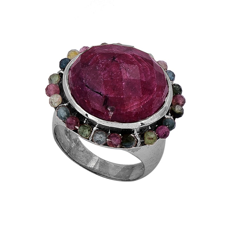 Ruby Tourmaline Gemstone 925 Sterling Silver Designer Ring Jewelry