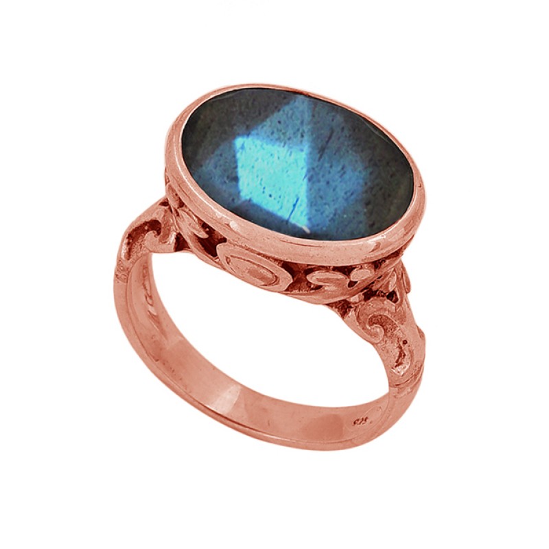 925 Sterling Silver Oval Shape Labradorite Gemstone Designer Ring 