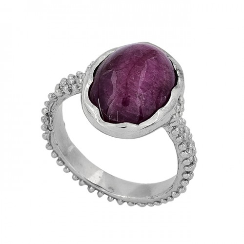 925 Sterling Silver Oval Shape Ruby Gemstone Handmade Ring 