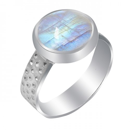 Rainbow Moonstone Briolette Round Gemstone 925 Sterling Silver Handmade Ring Jewelry