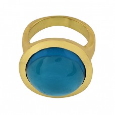 925 Sterling Silver Apatite Quartz Gemstone Gold Plated Designer Ring
