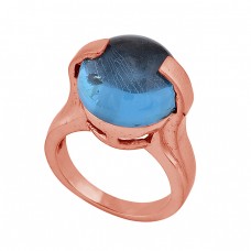 925 Sterling Silver Tanzanite Quartz Gemstone Rose Gold Plated Ring