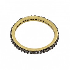 Round Shape Cubic Zirconia Gemstone 925 Silver Gold Plated Ring Jewelry