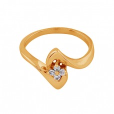 925 Sterling Silver Round Shape Cz Gemstone Gold Plated Ring Jewelry