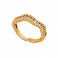 925 Sterling Silver Round Shape Cz Gemstone Gold Plated Ring Jewelry