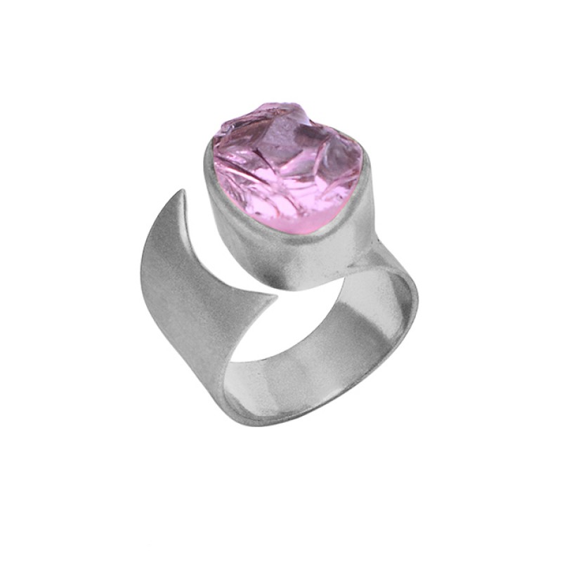 925 Sterling Silver Amethyst Rough Gemstone Rose Gold Plated Ring Jewelry
