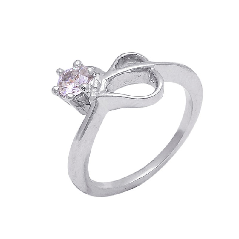 925 Sterling Silver Round Shape Cz Gemstone Designer Ring Jewelry