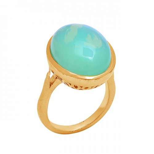 Oval Cabochon Moonstone 925 Sterling Silver Gold Plated Ring Jewelry