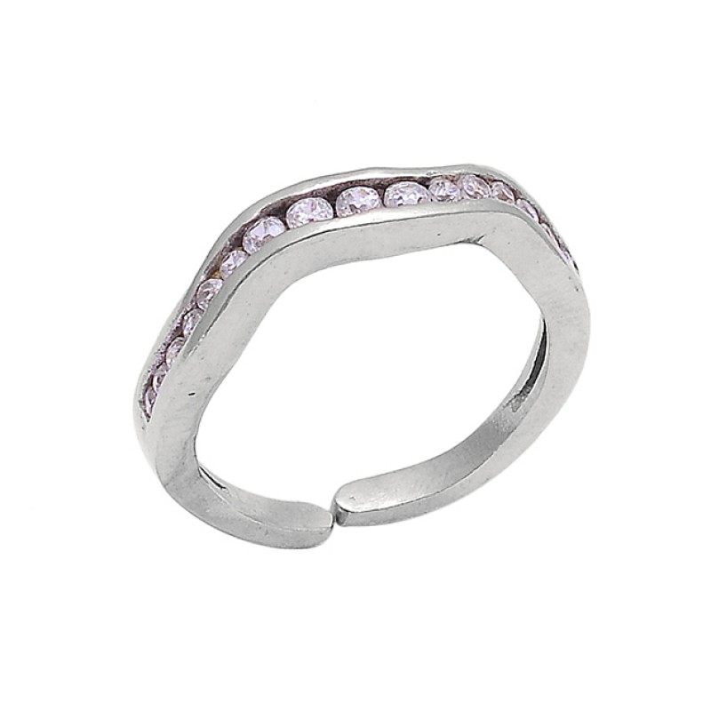 Faceted Round Shape Cz Gemstone 925 Sterling Silver Ring Jewelry