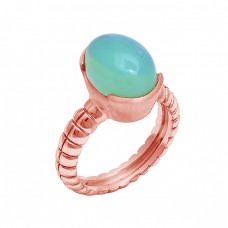 925 Sterling Silver Oval Shape Moonstone Rose Gold Plated Designer Ring