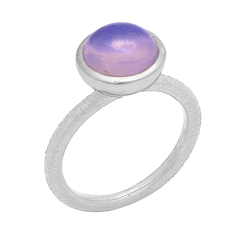 Round Shape Moonstone 925 Sterling Silver Gold Plated Ring Jewelry
