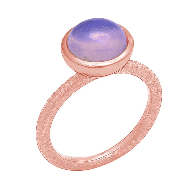 Round Shape Moonstone 925 Sterling Silver Gold Plated Ring Jewelry