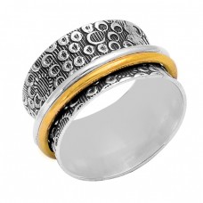 Latest Plain Handmade Designer 925 Sterling Silver Gold Plated Spinner Ring