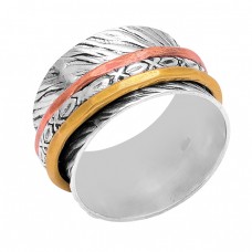 New Stylish Plain Handmade Designer 925 Sterlig Silver Gold Plated Ring