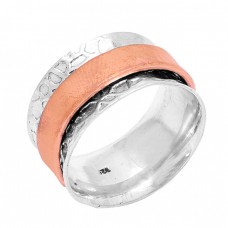 925 Sterling Silver Plain Hammered Designer Spinner Ring Jewelry