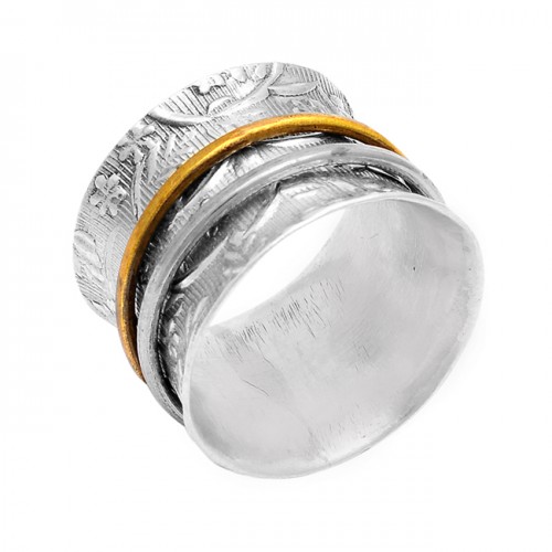 Fashionable Plain Designer 925 Sterling Silver Gold Plated Spinner Ring