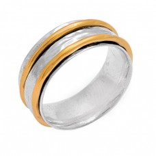 New Stylish Handcrafted Designer 925 Sterling Silver Gold Plated Ring