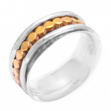 925 Sterling Solid Silver Plain Designer Gold Plated Ring Jewelry