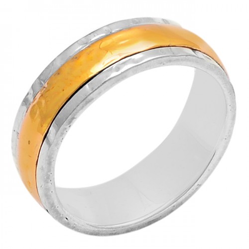 New Stylish Plain Designer 925 Sterling Silver Gold Plated Ring Jewelry