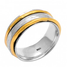 925 Sterling Solid Silver Plain Designer Gold Plated Ring Jewellery