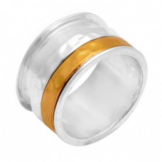 Attractive Plain Designer 925 Sterling Solid Silver Gold Plated Spinner Ring