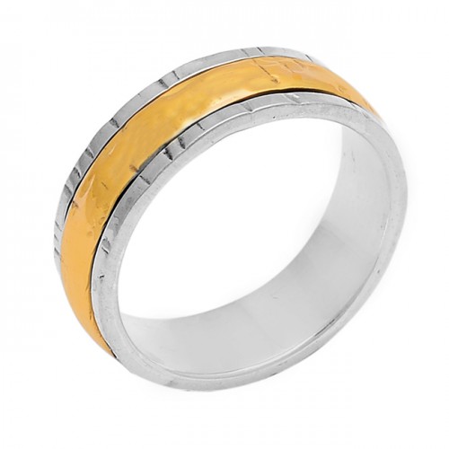Plain Designer 925 Sterling Solid Silver Gold Plated Ring Jewellery