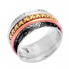 925 Sterling Solid Silver Plain Designer Gold Plated Ring Jewellery