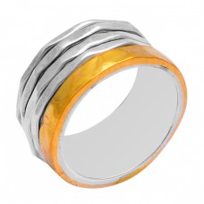 925 Sterling Silver Plain Designer Gold Plated Ring Jewellery