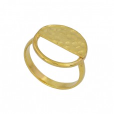 925 Sterling Solid Silver Plain Designer Gold Plated Ring Jewellery