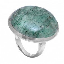 Round Shape Moss Agate 925 Sterling Solid Silver Ring Jewellery