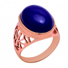 Cabochon Oval Shape Lapis Lazuli Gemstone 925 Sterling Solid Silver Ring