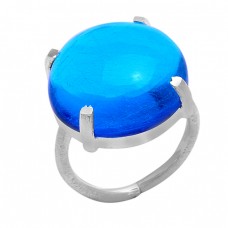 925 Sterling Silver Round Shape Tanzanite Quartz Gemstone Ring Jewelry