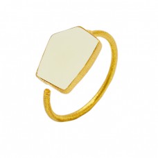 Lemon Quartz Fancy Shape Gemstone 925 Sterling Silver Gold Plated Ring Jewelry