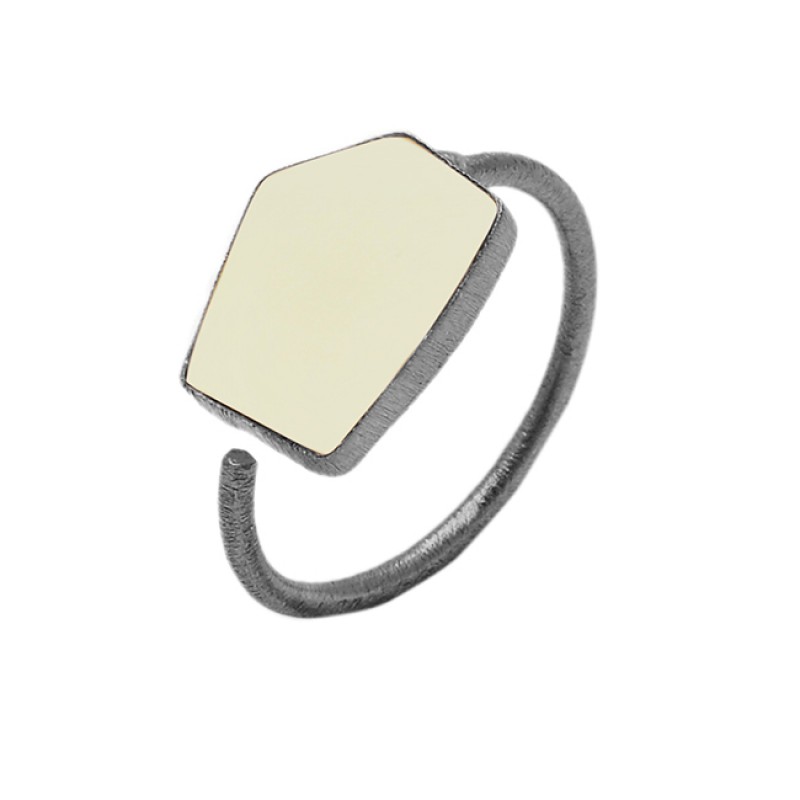 Lemon Quartz Fancy Shape Gemstone 925 Sterling Silver Gold Plated Ring Jewelry
