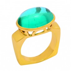 925 Sterling Silver Apatite Quartz Gemstone Gold Plated Designer Ring