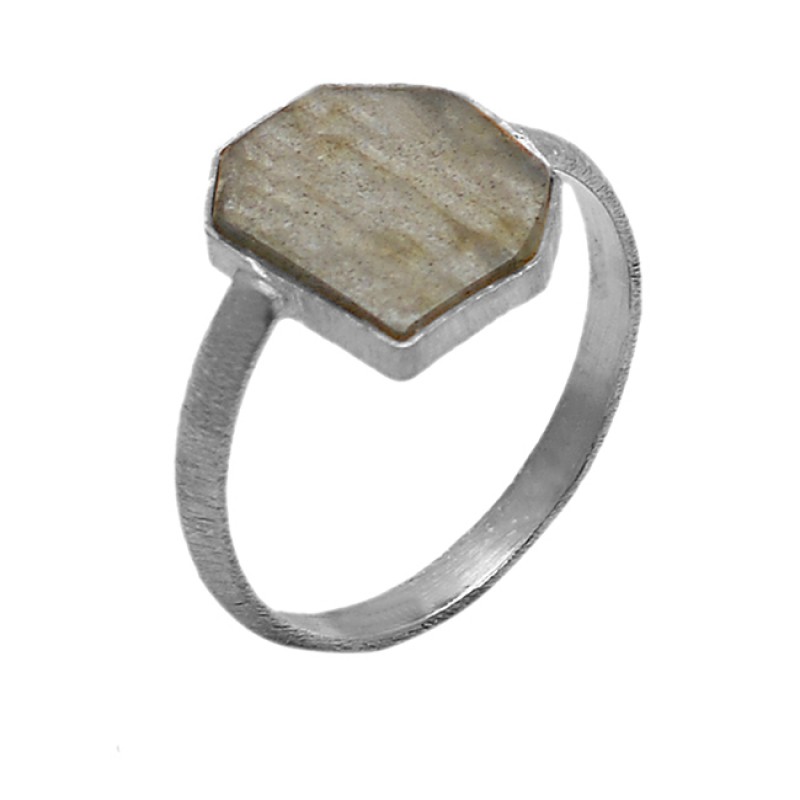Fancy Shape Labradorite Gemstone 925 Sterling Silver Gold Plated Ring Jewelry