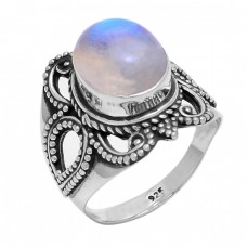 Cabochon Oval Shape Moonstone 925 Sterling Silver Handmade Ring