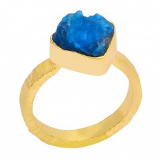 Raw Material Apatite Rough Gemstone 925 Sterling Silver Gold Plated Ring