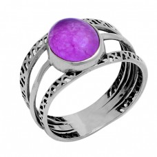 Cabochon Oval Shape Amethyst Gemstone 925 Sterling Silver Designer Ring