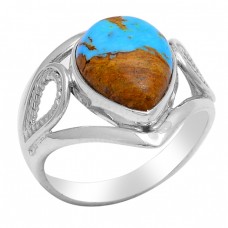 Cabochon Pear Shape Turquoise Gemstone 925 Sterling Silver Ring Jewelry