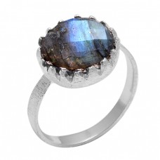 Round Shape Labradorite Gemstone 925 Sterling Silver Handmade Designer Ring