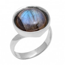 925 Sterling Silver Round Shape Labradorite Gemstone Handmade Designer Ring