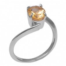 Faceted Oval Shape Citrine Gemstone 925 Sterling Silver Band Designer Ring