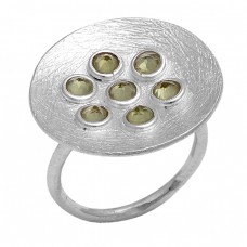 Round Shape Peridot Gemstone 925 Sterling Silver Handmade Designer Ring