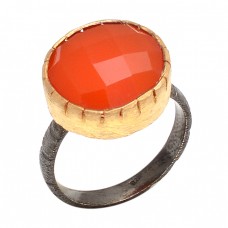 Round Shape Carnelian Gemstone 925 Sterling Silver Jewelry Designer Ring