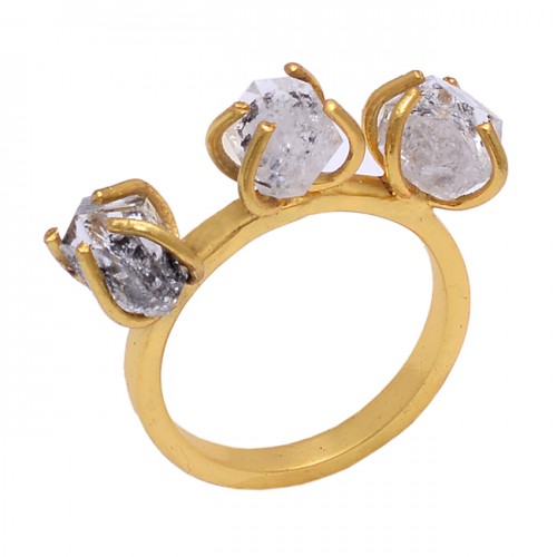 Herkimer Diamond Gemstone 925 Sterling Silver Jewelry Prong Setting Ring