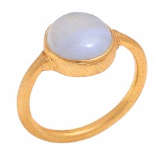 Round Shape Opal Gemstone 925 Sterling Silver  Jewelry Gold Plated Ring