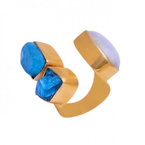 Apatite Moonstone 925 Sterling Silver Jewelry Gold Plated Wholesale Ring